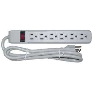  Power Strip, 6 Outlet, Plastic with 10 ft cord, Horizontal 