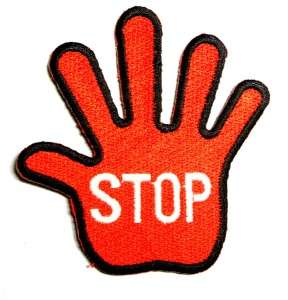 RED HAND STOP SIGN 3 Patch Embroidered Iron on I085  
