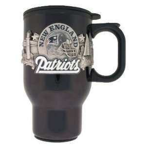  New England Patriots Black Pewter Emblem Travel Mug