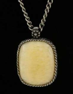 Lucky Brand Genuine Stone Silvertone Curb Link Chain Pendant Necklace 