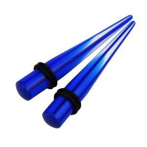  Acrylic Blue Ear Stretchers   0g x 55mm   Sold Per Pair 