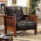 Solid Wood Dark Espresso Mission Style Leatherette Accent Chair