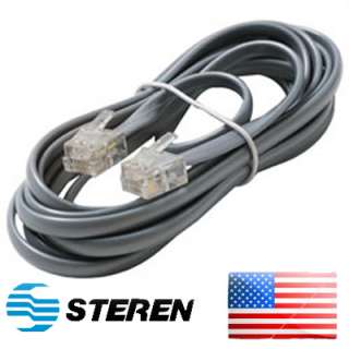 STEREN 25ft RJ45 8 Wire Modular Phone Data Cable Silver  