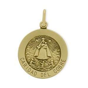  14 Karat Yellow Gold Caridad Del Cobre Religious Medal 