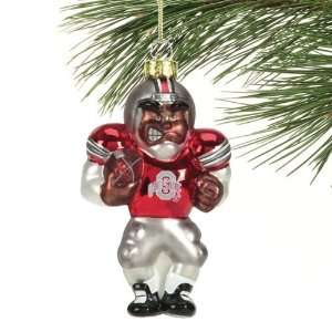  Ohio State Buckeyes Angry Football Player Glass Ornament 