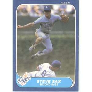  1986 Fleer # 143 Steve Sax Los Angeles Dodgers Baseball 