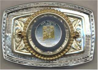 Gold on Silver New Mexico Statehood Commemorative Quarter Belt Buckle 