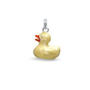  Yellow Enamel Duck Charm in Sterling Silver RINGS Jewelry