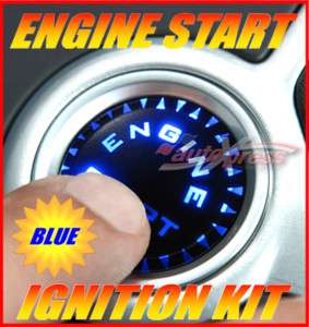 Engine Push Start Button Ignition Starter Kit, BLUE LED  