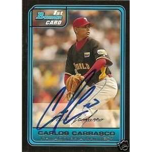  Indians Carlos Carrasco Signed 2006 Bowman Card 