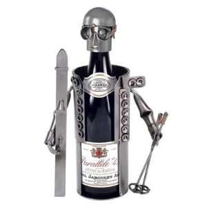    Skier Wine Bottle Holder H&K Steel Sculpture