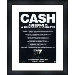  JOHNNY CASH Cash   Custom Framed Original Ad   Framed 