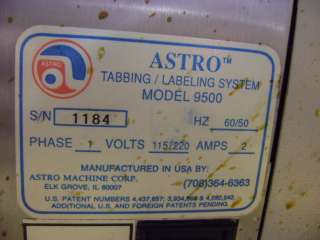 ASTRO ALS 9000/9500 TABBER LABELER MACHINE  