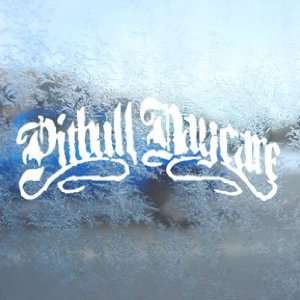  Pitbull Daycare White Decal Metal Band Laptop Window White 