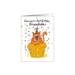 grandson birthday card with ginger cupcake cat Card Toys & Games
