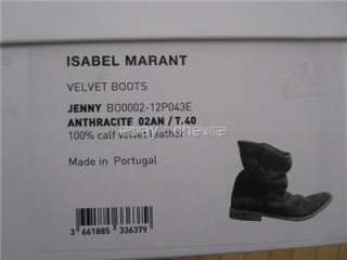 ISABEL MARANT SS2012 BRUSHED SUEDE JENNY BOOTS ANTHRACITE SZ 40  