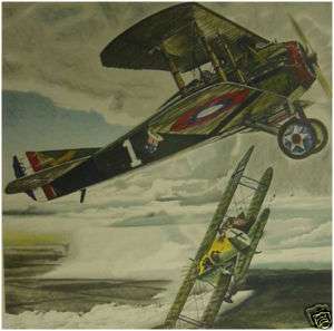 Merv Corning Captain Eddie Lithograph S/N Aviation WWI  