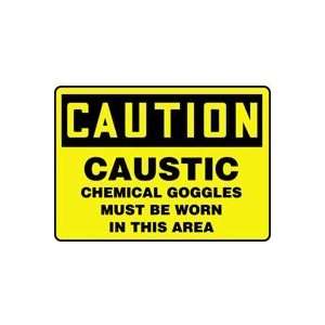  CAUTION CAUSTIC CHEMICAL GOGGLES MUST BE WORN IN THIS AREA 