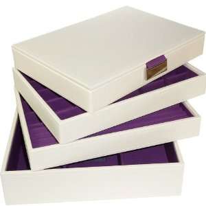  Stackers Jewelry Box Storage System   Cream with Purple 