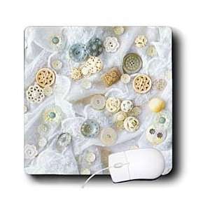   Country Life   Vintage Buttons On Lace   Mouse Pads Electronics