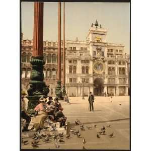  Photochrom Reprint of St. Marks Place and Clock, Venice 
