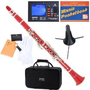  Mendini MCT R+SD+PB+92D Red ABS B Flat Clarinet with Tuner 