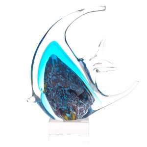  Hand Blown Blue Fish Art Glass Figure