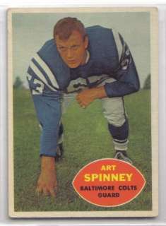 1960 TOPPS #7 ART SPINNEY BALTIMORE COLTS VERY GOOD  