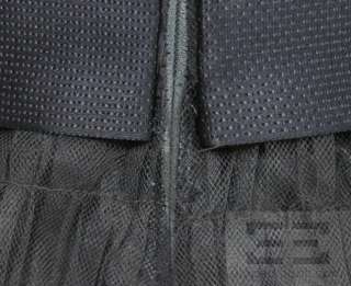 Carolina Herrera Grey Tulle Overlay & Ribbon Waist Strapless Dress 