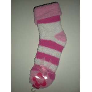  Fuzzy Soft Flower Socks (Pink, white) 