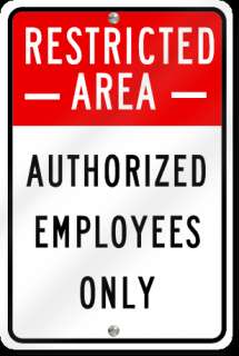 Restricted Area Authorized Employees Only Sign  