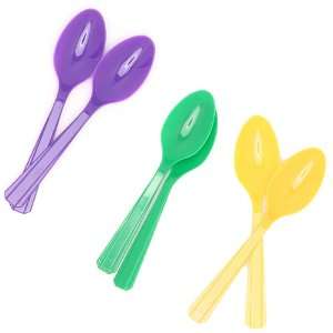  Mardi Gras Colored Plastic Spoons 