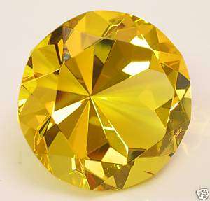 Oleg Cassini Yellow Crystal Rd Diamond Paperweight NIB  