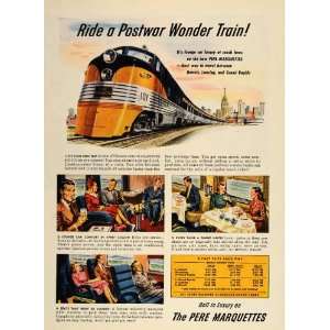  1946 Ad Pere Marquette Train Railroad Coach Dining Car 