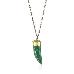  Jenny Bird Bohemia Green Tusk Pendant Necklace Jewelry