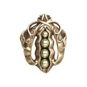  Pearly Peapod Cabinet Knob, Antique Brass