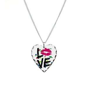  Necklace Heart Charm LOVE Lips   Peace Symbol Artsmith 
