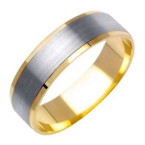   Surface Fancy Mens 6 mm 14K Two Tone Gold Wedding Band Jewelry