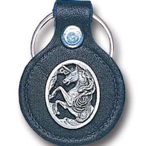  Round Leather Key Ring   Unicorn