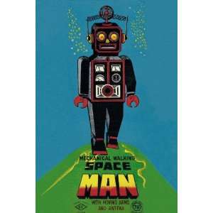  Mechanical Walking Spaceman 12x18 Giclee on canvas