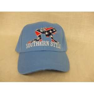  SOUTHERN STYLE Rebel Flag Hat Light Blue Baseball Cap 