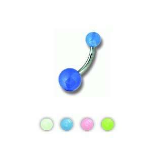  Acrylic Belly Ring with Clear Shimmering Balls   14g (1 
