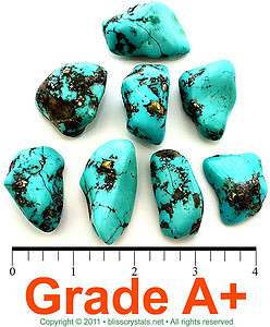 RARE 24 gm BLUE SONORAN TURQUOISE w PYRITE TUMBLED STONE CRYSTAL 
