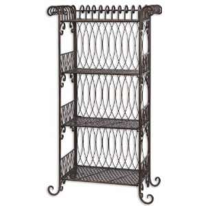 Uttermost 46 Inch Chenelle Etagere Verdigris Bronze w/ Handwoven Iron 