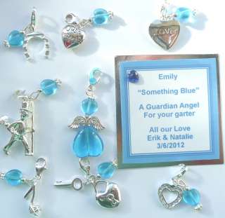 Something Blue Lucky Clip on Charm Brides Garter / Bouquet Silver 