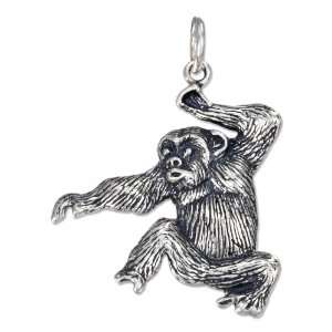  Sterling Silver Antiqued Chimpanzee Charm. Jewelry