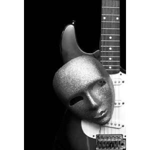   Guitar and Mask   Peel and Stick Wall Decal by Wallmonkeys Home