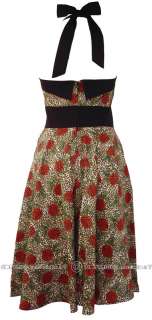 HELL BUNNY womens CHARLIE 50s DRESS Leopard SIZE 8 16  