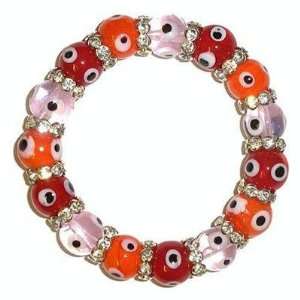 Hamsa Kabbalah Multi Colored Greek Glass Beads Evil Eye Bracelet Clear 
