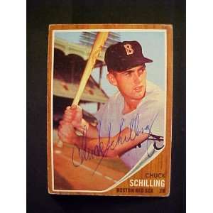  Chuck Schilling Boston Red Sox #345 1962 Topps Autographed 